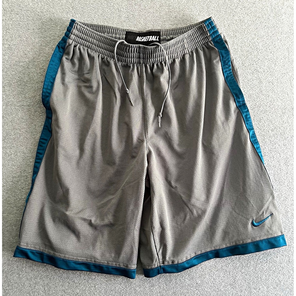 Nike Money Mesh Basketball Shorts Men L Gray Teal 362664-066 Y2K Pockets 32"